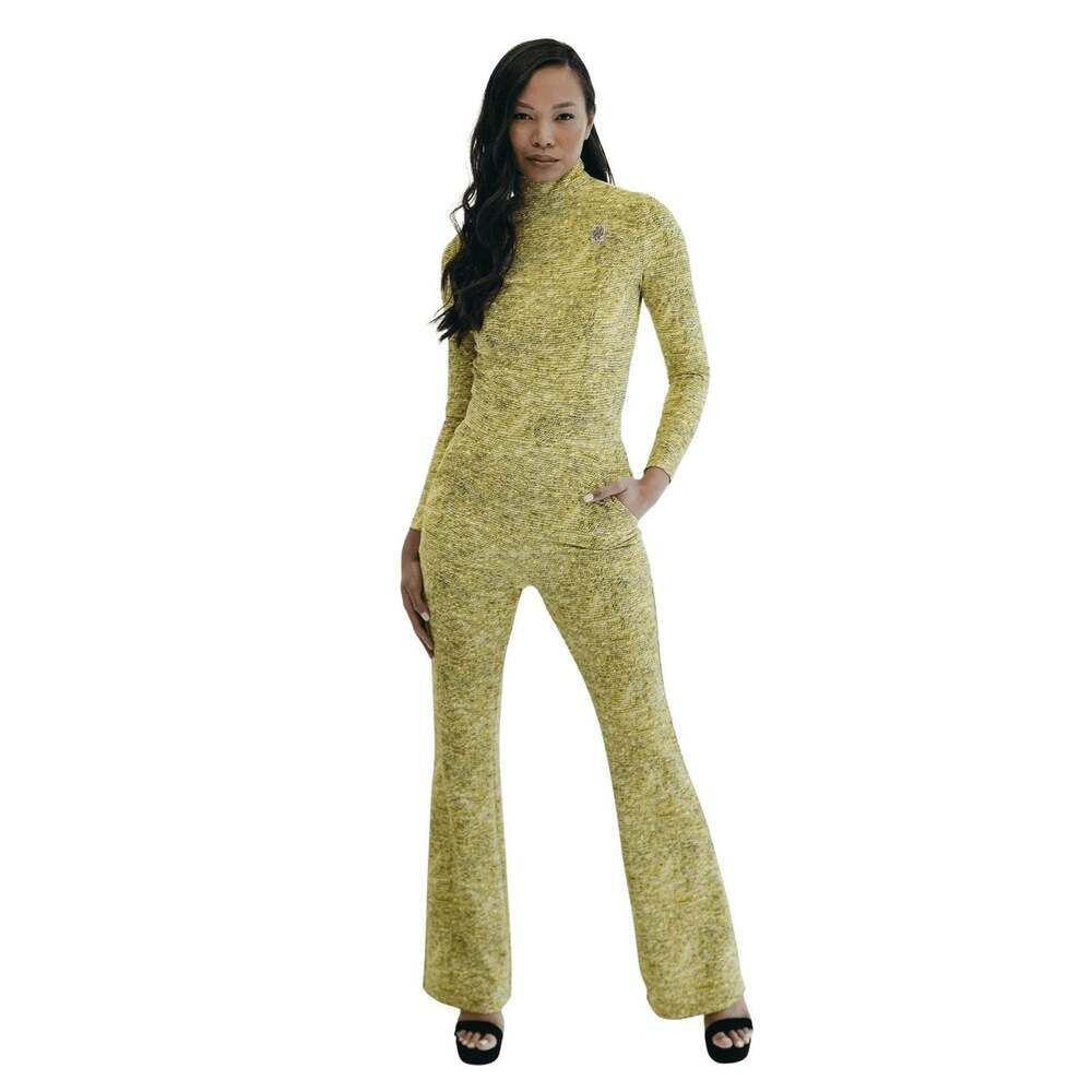 Mrs Momma Bear Workwear Lucky Lady Jumpsuit Yellow Gold Embroidery Card S M